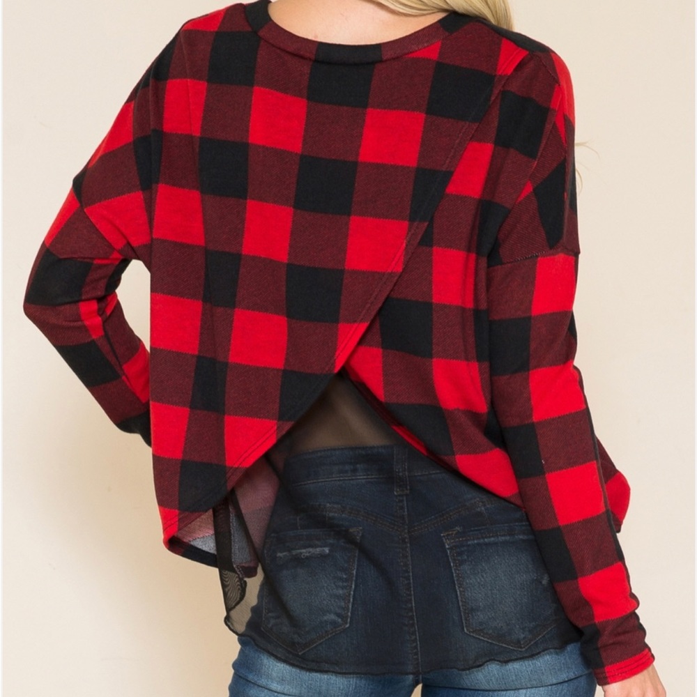 🦄 Host Pick 🦄 Buffalo Plaid Top with Back Ope Sizes Small-XXL